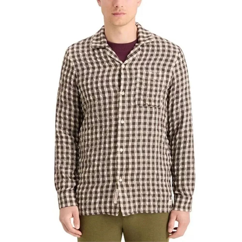 Scotch & Soda NWT Relaxed Fit Seersucker Wool Blend Long Sleeve Button-Front Che